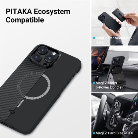 Púzdro Pitaka MagEZ Case 3 1500D pre iPhone 14 Pro, black/grey
