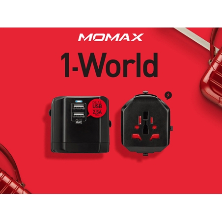 Momax: 1 World USB Cestovný adaptér - čierny