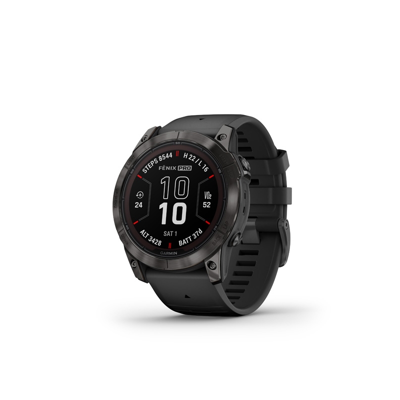 Garmin fenix 7X Pro Sapphire Solar, Carbon Gray DLC Titanium, Black Band