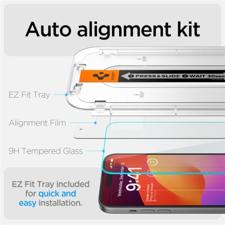 Spigen Glass TR EZ FIT 2 pack, transparency- iPhone 15