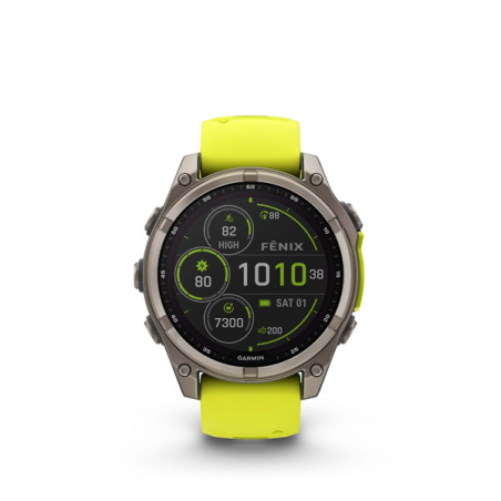 Garmin fenix 8 - 47mm, Sapphire Solar, Titanium, Yellow/Graphite band