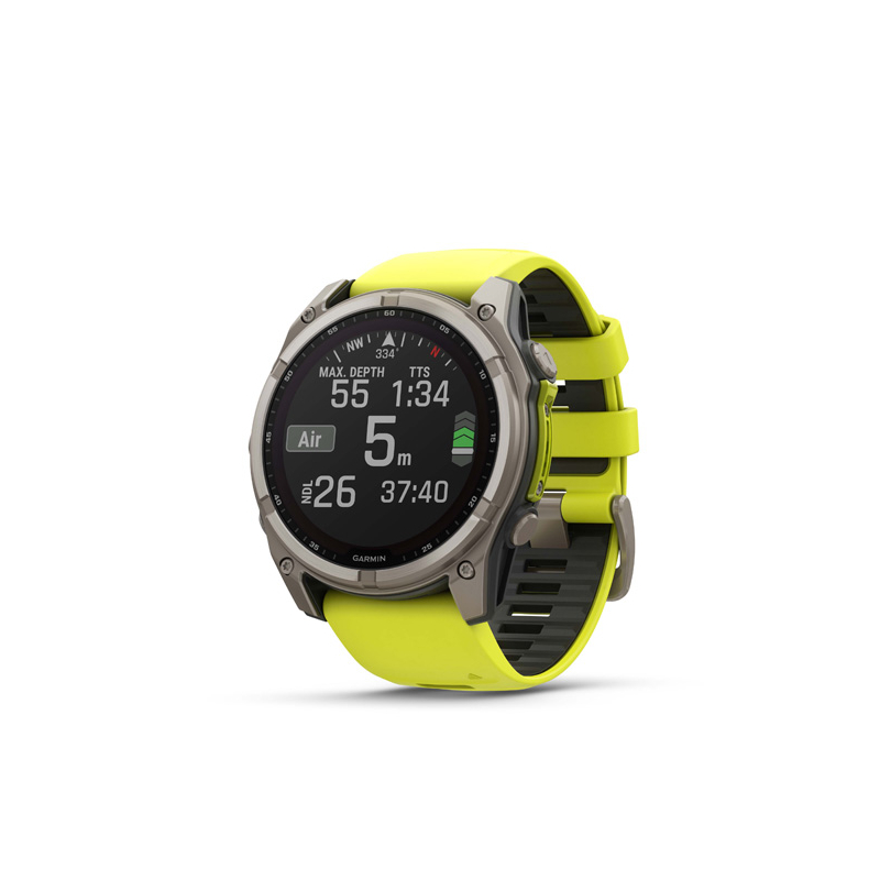 Garmin fenix 8 - 51mm, Sapphire Solar, Titanium, Amp Yellow/Graphite band