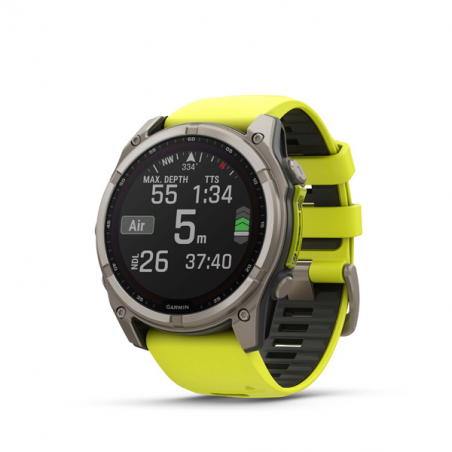 Garmin fenix 8 - 51mm, Sapphire Solar, Titanium, Amp Yellow/Graphite band