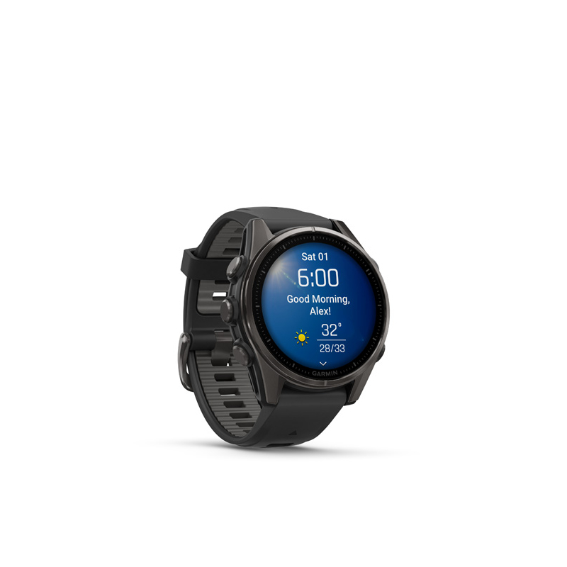 Garmin fenix 8 - 43mm, AMOLED, Sapphire, Carbon Gray DLC Titanium, Black/Pebble Gray band