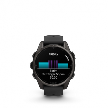 Garmin fenix 8 - 43mm, AMOLED, Sapphire, Carbon Gray DLC Titanium, Black/Pebble Gray band