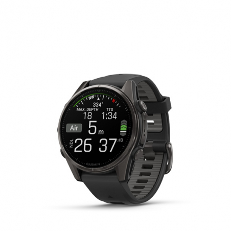 Garmin fenix 8 - 43mm, AMOLED, Sapphire, Carbon Gray DLC Titanium, Black/Pebble Gray band
