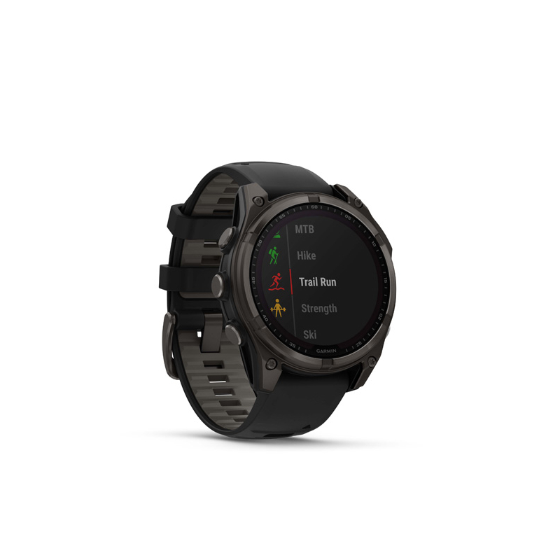 Garmin fenix 8 - 47mm, Sapphire Solar, Carbon Gray DLC Titanium DLC, Black/Pebble Gray band