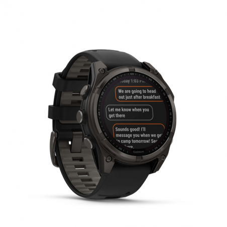 Garmin fenix 8 - 47mm, Sapphire Solar, Carbon Gray DLC Titanium DLC, Black/Pebble Gray band