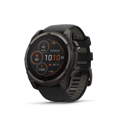 Garmin fenix 8 - 51mm, Sapphire Solar, Carbon Gray DLC Titanium, Black/Pebble Gray band