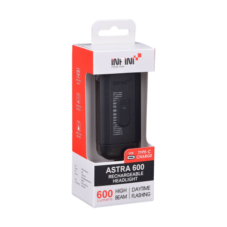 Svetlo predné INFINI ASTRA 600 čierne USB-C
