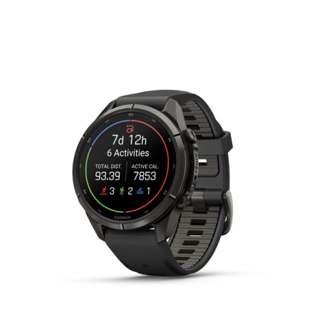 Garmin fenix 9 Pro - inReach, 43mm, AMOLED, Sapphire, Carbon Gray DLC Titanium, Black/Pebble Gray band