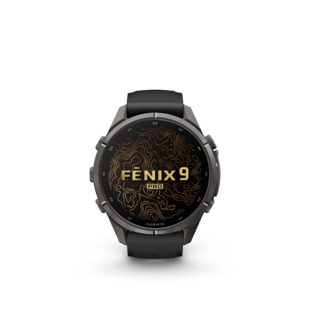 Garmin fenix 9 Pro - inReach, 43mm, AMOLED, Sapphire, Carbon Gray DLC Titanium, Black/Pebble Gray band