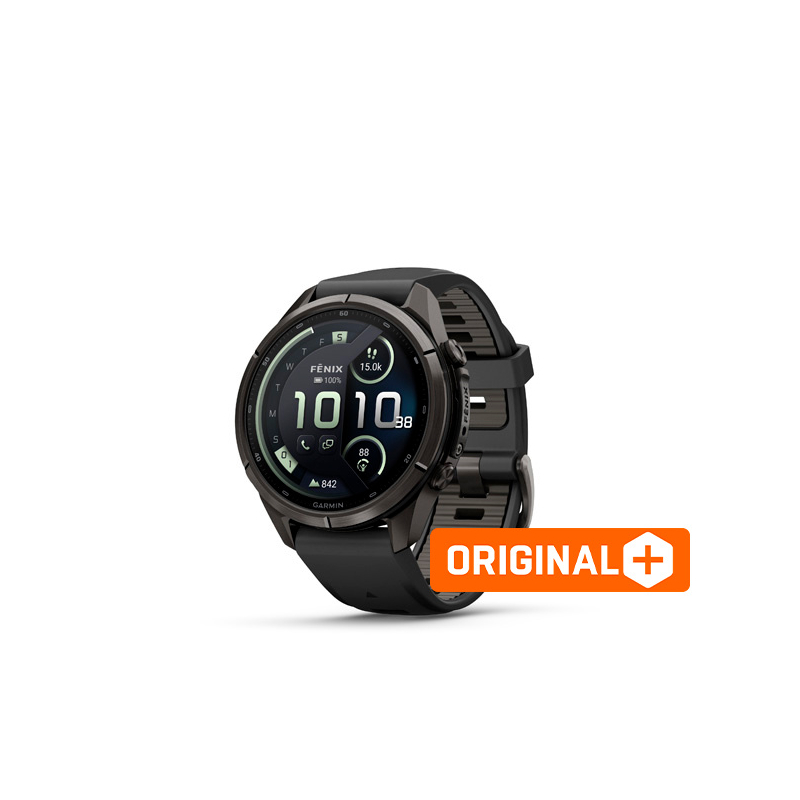 Garmin fenix 9 Pro - inReach, 43mm, AMOLED, Sapphire, Carbon Gray DLC Titanium, Black/Pebble Gray band
