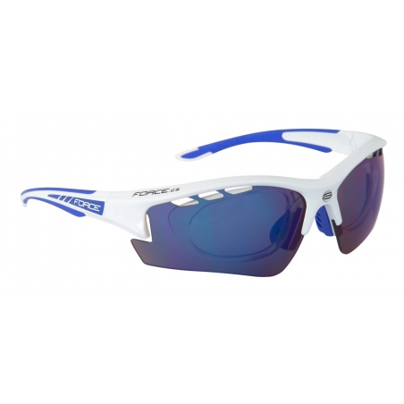 Okuliare FORCE Ride Pro biele diop.klip, modré laser sklá