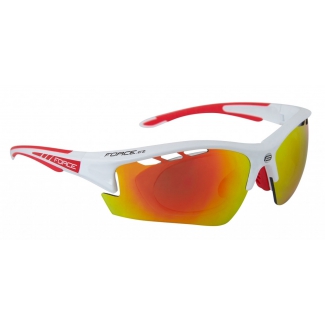 Okuliare FORCE Ride Pro biele diop.klip, červené laser sklá