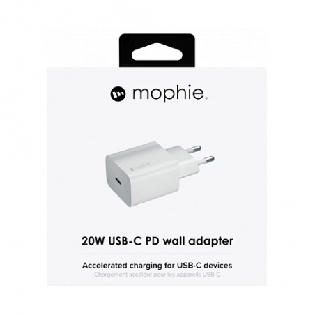 Sieťový adaptér Mophie 20W USB-C PD – biela