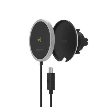 Mophie Snap Vent Mount + bezdrôtový nabíjací držiak kompatibilný s MagSafe - 15W – čierny